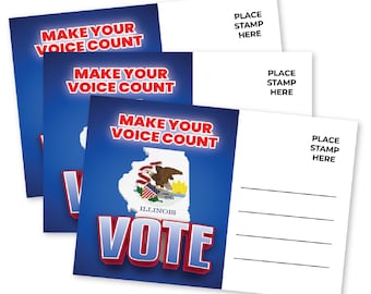 Postcards to Illinois State Voters Your Vote Matters Blank Back Political United States Bulk Postcard Set Patriotic Voting Card for Election
