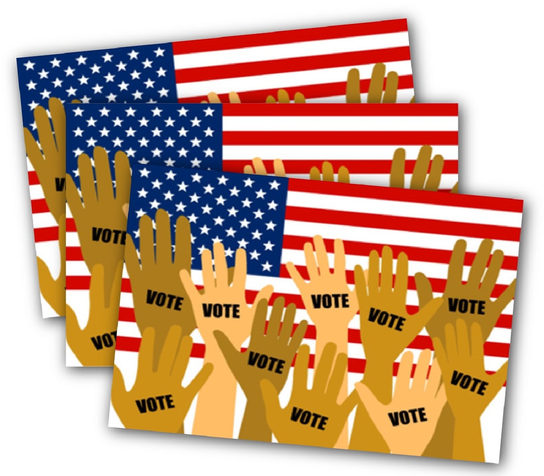 Voting Rights Postcards Postcards to Voters United States Flag Voting United Hands Voter ...