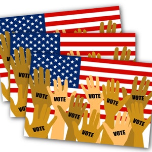 Cartoline per gli elettori Bandiera degli Stati Uniti Votazione United Hands Set di cartoline per gli elettori Cartoncino non patinato anti-sbavature