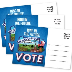 Jeu de cartes postales sans revêtement pour les électeurs de Pennsylvanie, dos vierge gratuit, politique, cartes électorales patriotiques