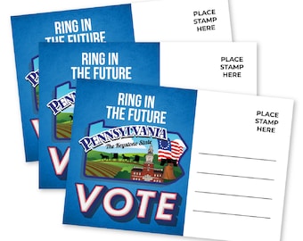 Postales para votantes de Pensilvania sin recubrimiento, sin manchas, espalda en blanco, conjunto de postales políticas para votantes de los Estados Unidos, tarjetas electorales patrióticas