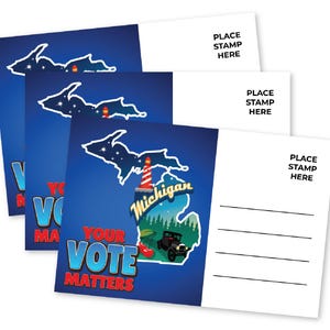 Cartoline elettorali dello Stato del Michigan per gli elettori, senza patina, senza sbavature, con retro bianco, set di cartoline elettorali politiche degli Stati Uniti, cartoline elettorali patriottiche