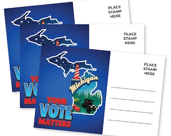 Michigan State Voter Postcards to Voters Uncoated Smear Free Blank Back Political United States Voter Postcard Set  Election Cards Patriotic