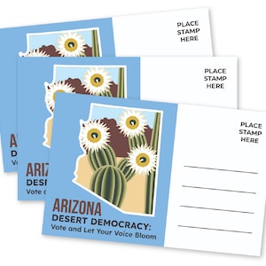 Wählerpostkarten-Set für Wähler aus Arizona, ungestrichen, verschmiert, unbeschriftet, Rückseite, Wählerpostkarten-Set, USA, Wählerpostkarten