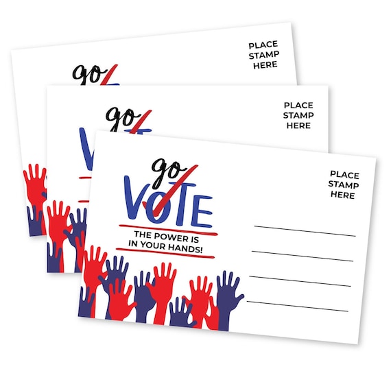 Voter Postcards Go Vote Blank Back Political United States Bulk Postcard Set Patriotic Voting Cards for Elections