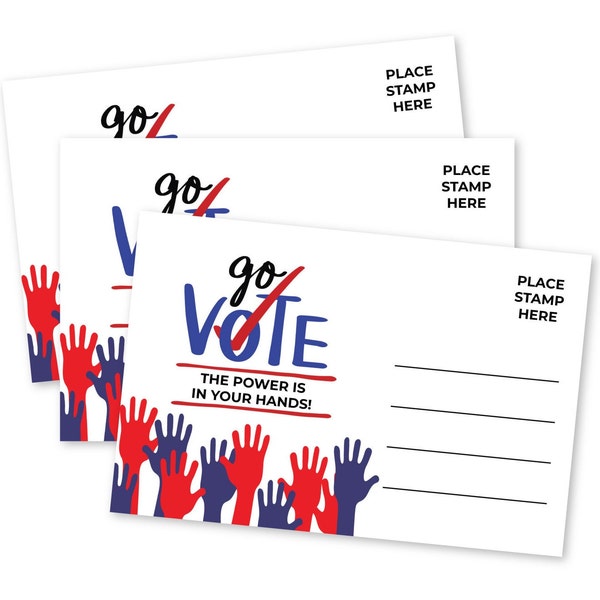 Voter Postcards Go Vote Blank Back Political United States Bulk Postcard Set Patriotic Voting Cards for Elections