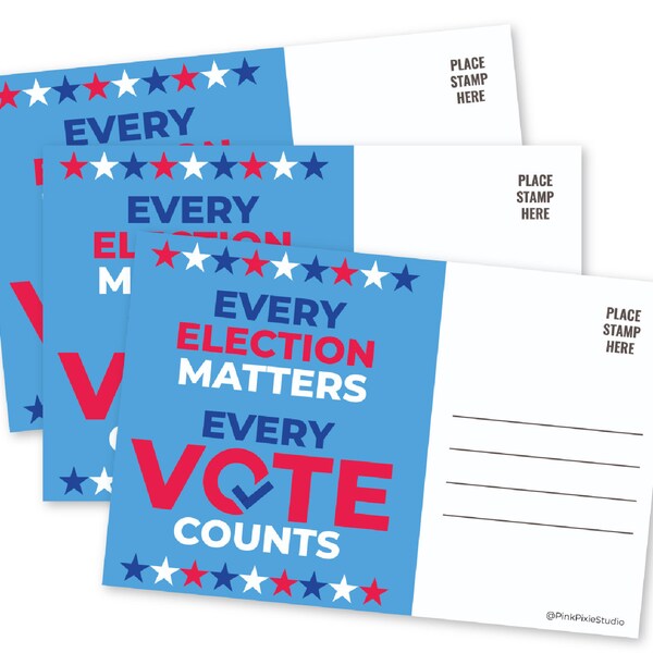 Every Election Matters Every Vote Counts United States Voter Postcard Set Election Cards Patriotic