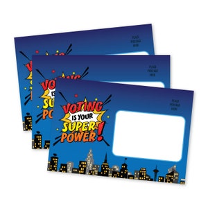 Il voto è il tuo superpotere Cartoline per gli elettori degli Stati Uniti con retro vuoto