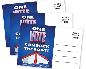 Un voto puede cambiar el rumbo Tarjetas postales para votantes en masa Reverso en blanco para enviar mensajes a los votantes Tarjetas electorales Onda patriótica