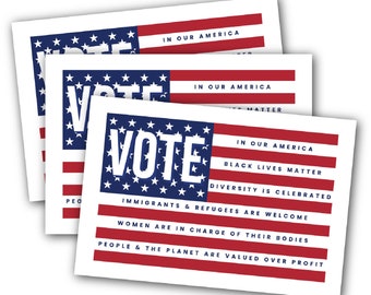 Postales para votantes en nuestra América Bandera política de los Estados Unidos Conjunto de postales a granel Tarjetas de votación patrióticas para las elecciones