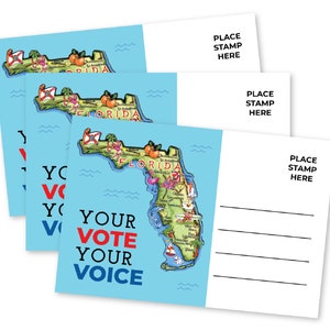 Postkarten nach Florida Voters Go Vote Blank Back Politisch USA Postkarten Set Vaterländische Wahlkarten für Wahlen