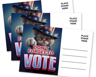 Don't Forget to Vote Postcards Political Cat Cards to Voters Uncoated Smear Free Blank Back United States Bulk Voter Postcard Set