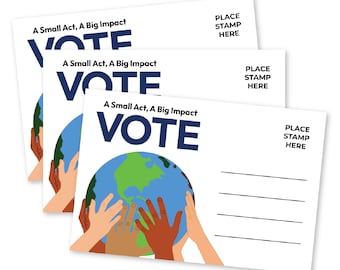 Postcards for Voters Uncoated Smear Free Blank Back Political United States Voter Postcard Set Globe Earth Peace Election Cards Patriotic