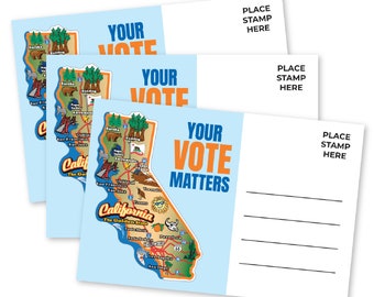 Postkaarten voor Californië Kiezers Jouw stem is belangrijk blanco achterkant Politiek Verenigde Staten bulk ansichtkaarten set patriottische stemkaarten voor verkiezingen