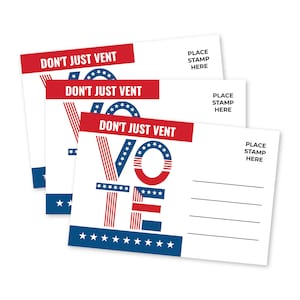 Voter Postkarten Dont Just Vent Vote Vaterländischer Wähler Wähler Deine Wählerpost Politische Grußkarten Unbeschichtete, leere Rückseite