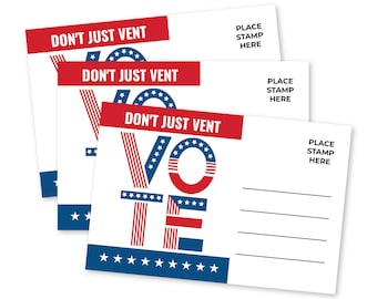 Voter Postcards Dont Just Vent Vote Patriotic United States Voting Cards Elections Bulk  Mail Political Notecards Uncoated Blank Back Side