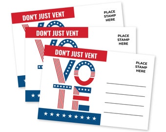 Voter Postcards Dont Just Vent Vote Patriotic United States Voting Cards Elections Bulk  Mail Political Notecards Uncoated Blank Back Side