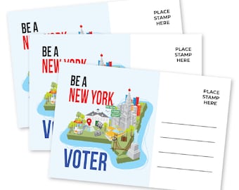 Cartões postais de eleitor de Nova York para eleitores NY Uncoated Smear Free Blank Back Político Conjunto de cartões postais de eleitor dos Estados Unidos Cartões de eleição patrióticos