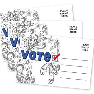 Wählerpostkarten zum Ausfüllen, Been A Voter, blanko, Rückseite, Bunt, Wähler für Wahlen