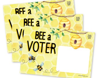 Voter Postcards Bee a Voter United States Voting Cards Elections Bulk Mail Political Notecards Uncoated Blank Back Side
