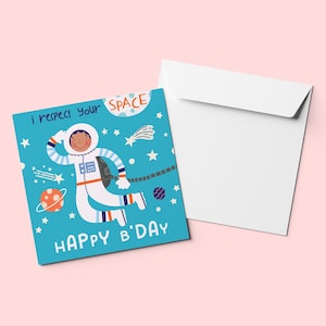 Carte de voeux d'anniversaire Quirky Space
