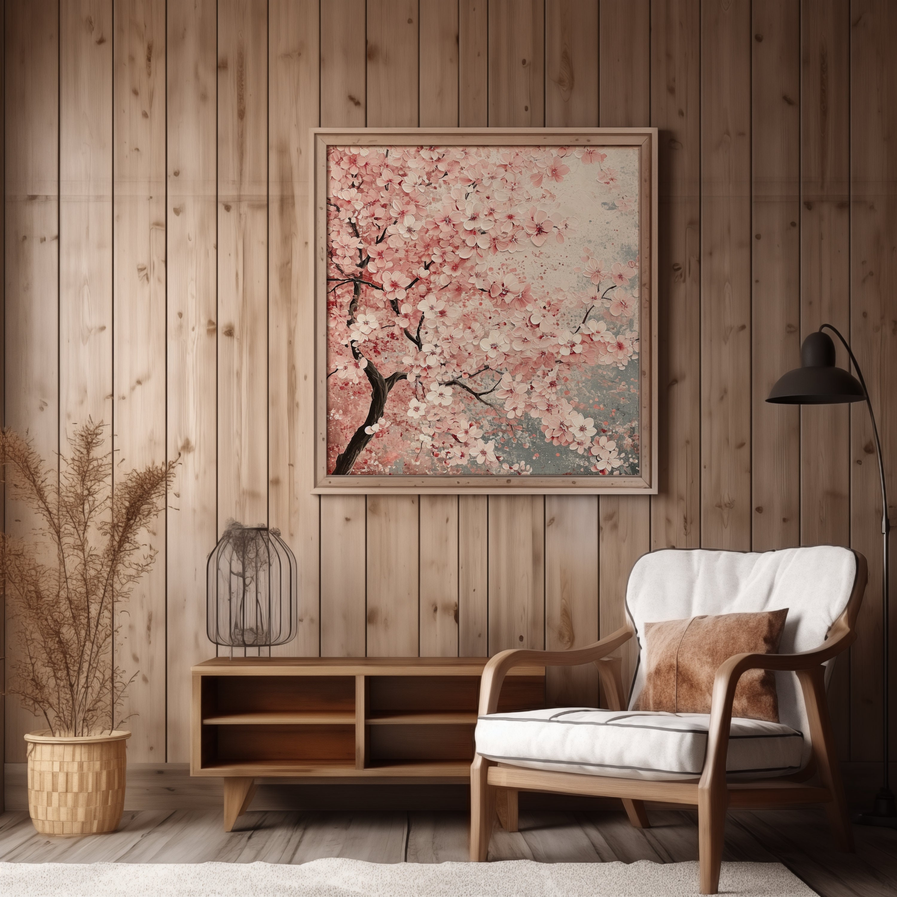 Cherry Blossom Tree Oil Painting for Living Room Cherry Blossom Wall ...