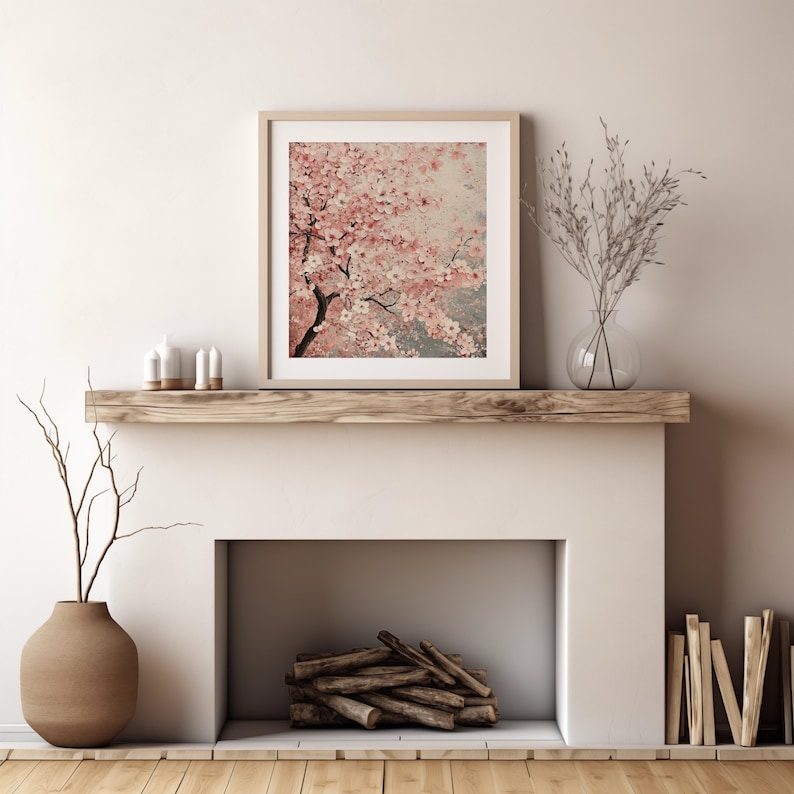 Cherry Blossom Tree Oil Painting for Living Room Cherry Blossom Wall ...