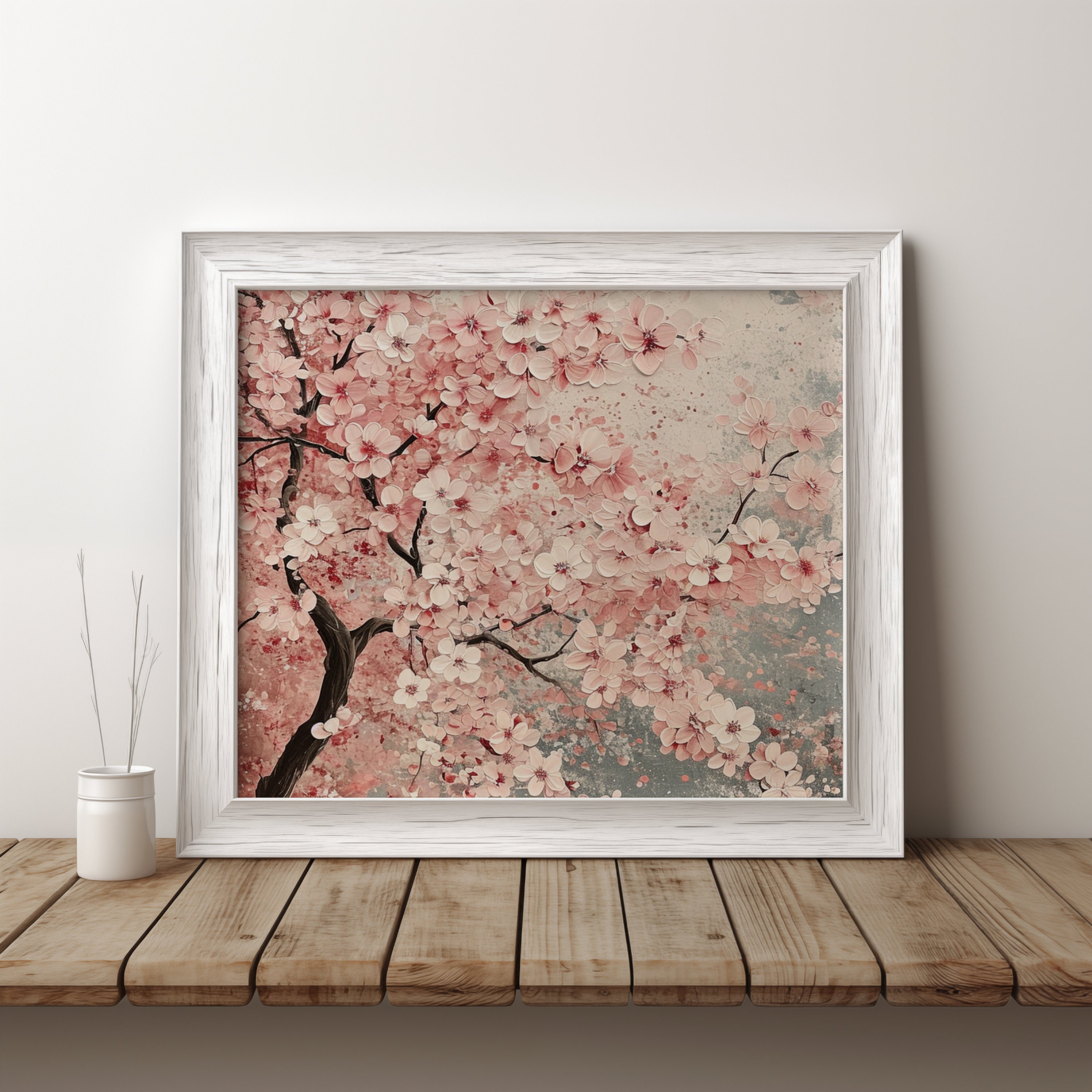 Cherry Blossom Tree Oil Painting for Living Room Cherry Blossom Wall ...