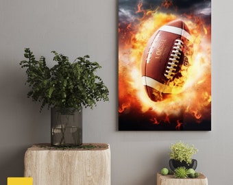 Fiery Football Tempered Glass Wall Art | 4mm Thickness | 6x Durable than Glass | HQ UV Print | Easy to Clean | Easy Mount