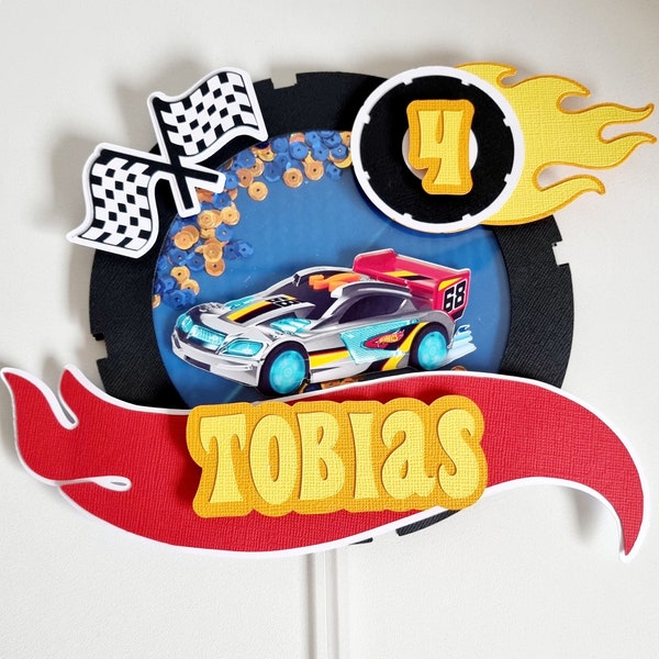 Cake Topper Hot Wheels, Cars, Race Track, Shaker Cake Topper, Card Cake Topper, Kids Birthday, Birthday Party, Personalised, Handmade