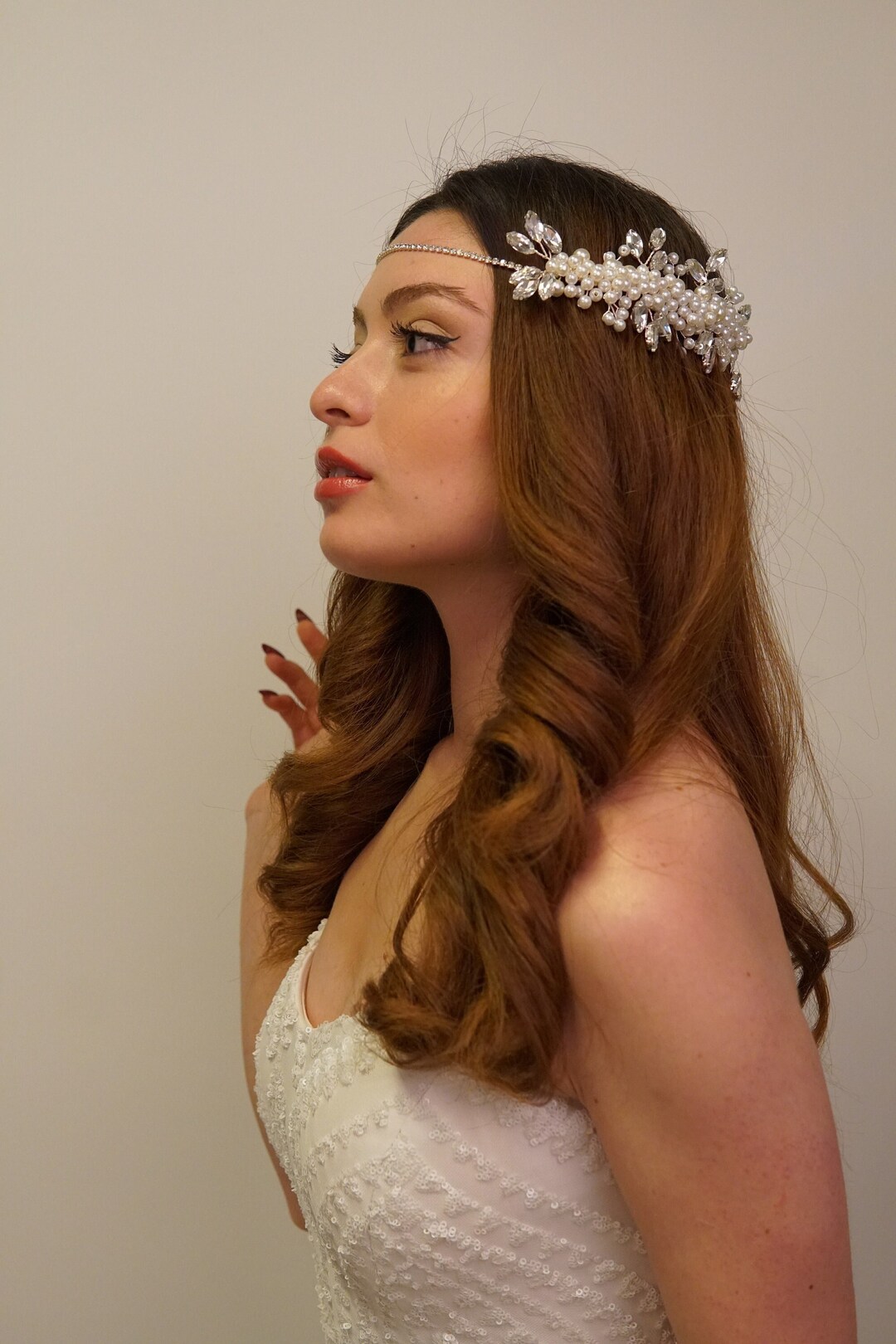 Pearl and Shiny Stone Bridal Tiara, Exquisite Wedding Photo Shoot 