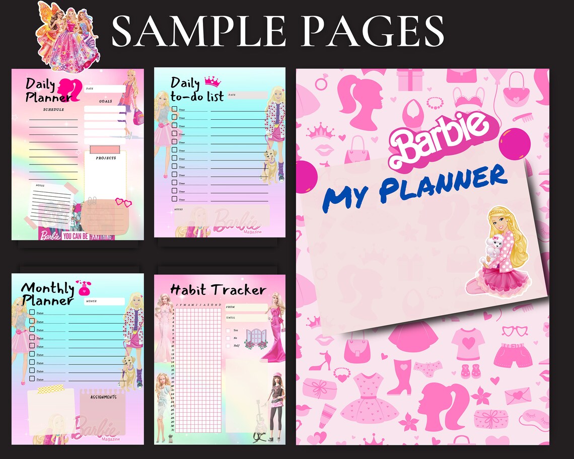 Barbi Printable Planner, Cute Doll Weekly Planner, Weekly Planner