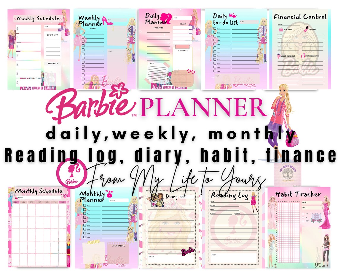 Barbi Printable Planner, Cute Doll Weekly Planner, Weekly Planner Barbi Printable Planner, Cute Doll Weekly Planner, Weekly Planner