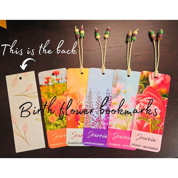 Personalized Birth flower bookmark, colorful birth flowers, wildflower bookmarks, vibrant flower bookmark, book lover bookmark, gift for her