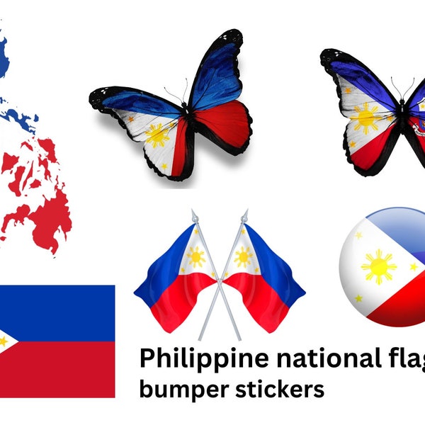 Philippine flag bumper sticker, weatherproof flag sticker, vinyl flag sticker, different Philippine flag designs, waterproof flag sticker