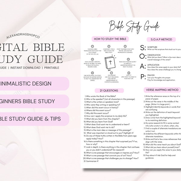 Bible Study Guide, Bible Study Tips, How to Study the Bible, SOAP Method, Bible Study Questions, Bible Verse Mapping Guide