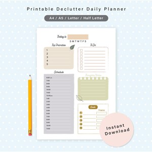Druckbare Tagesplaner / Tagesplaner zum sofortigen Download A4 A5 Letter Format