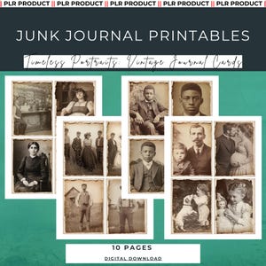 Retratos atemporales: Tarjetas digitales de alta calidad con estética vintage - Tarjetas imprimibles de diario basura, 300 DPI, inspiración vintage. Descarga.
