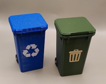 1:12 scale Dollhouse Garbage and Recycling Bins