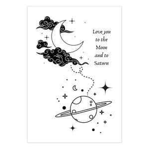 Carte de voeux « Love You to the Moon and to Saturn » inspiré de Taylor Swift – Carte avec paroles de chanson folklorique