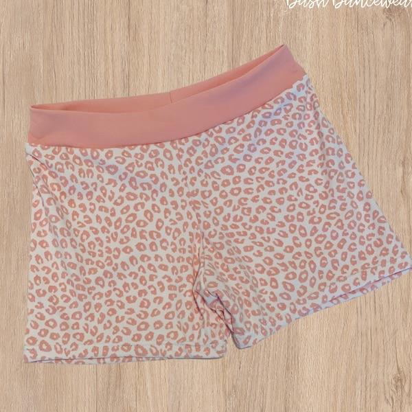 Girls Pink Cheetah Yoga Shorts for Dance, Cheer, Gymnastics or Hip Hop! Super Soft Jersey knit fabric