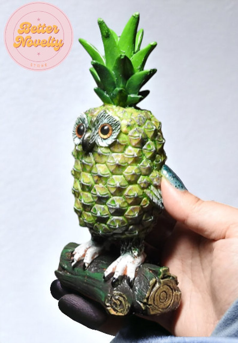 Owl Pineapple Figurine Unique Tabletop Decor and Housewarming Gift