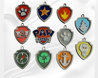 Abzeichen: Chase, Stella (Sky), paw patrol, Marcus (Marshall), Ruben (Rubble), Zuma, Rocky, Everest, Tracker, Abzeichen