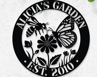 Personalized Garden Metal Sign, Custom Gardener Name Sign, Flower Sign, Metal Yard Decor, Housewarming Gift, Garden Decor, Garden Wall Art