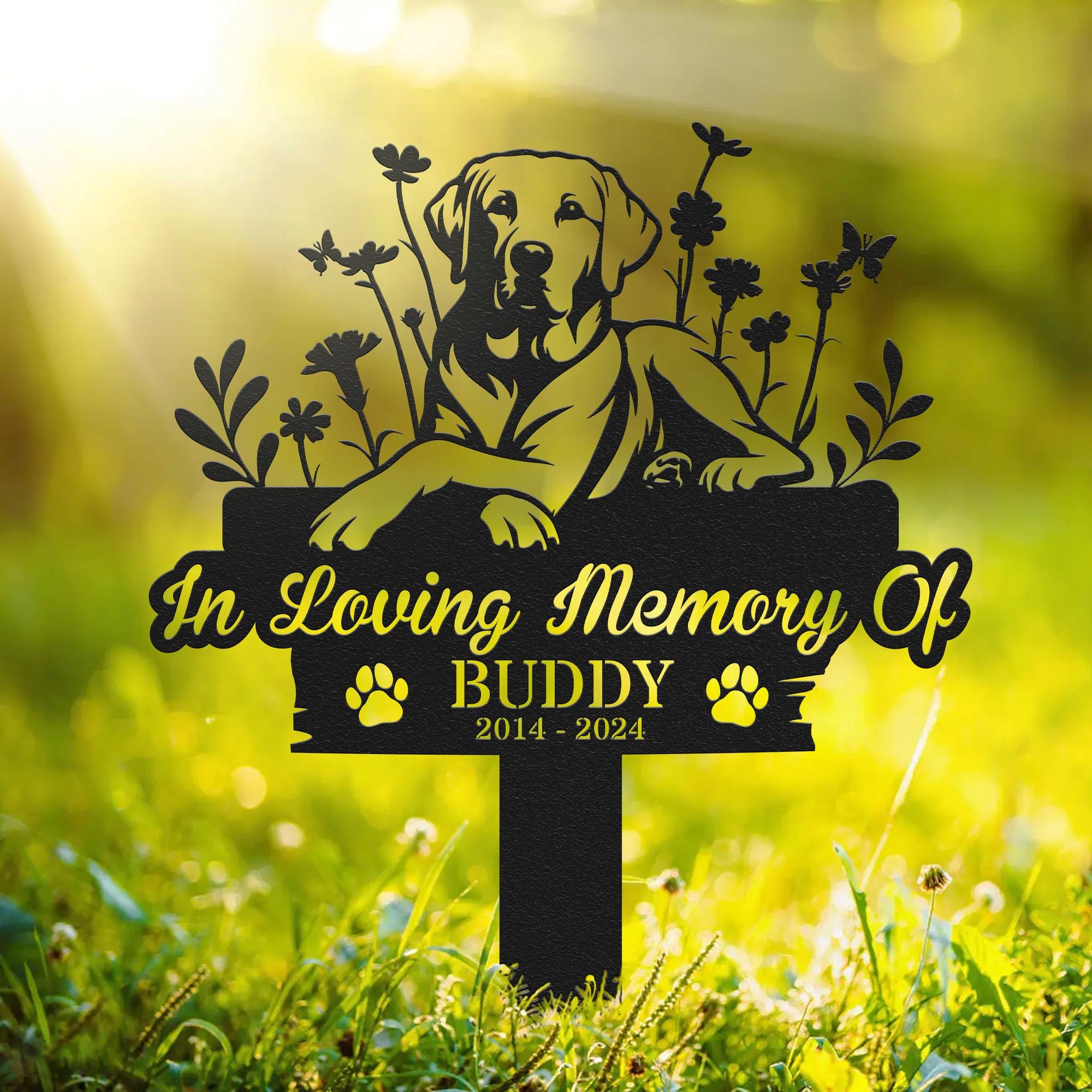 Dog Memorial Metal Stake, Labrador Retriever Gift, Custom Name Pet Grave Marker, Remembrance Stake, Labrador Sympathy Sign, Dog Loss Gift