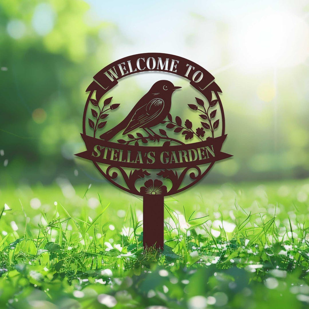 Custom Bird Garden Metal Sign, Personalized Welcome Yard Stake for ...