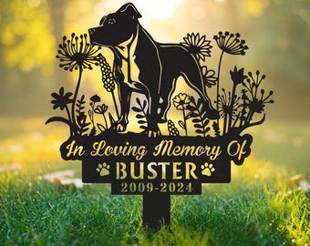 Personalized Pitbull Name Memorial Stake, Custom Pitbull Memorial Stake, Dog Grave Marker Remembrance Stake Dog Lover Gift, Sympathy Sign