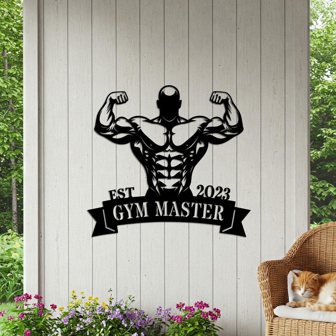 Muscle Building Sign Gym Metal Sign, Bodybuilder Gym Sign, Fitness Room Wall Sign, Muscle ...