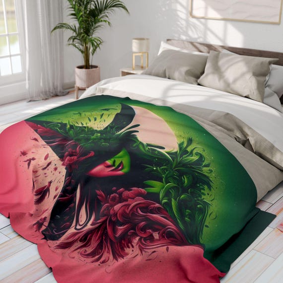Fleece Blanket, Wicked Themed Blanket With Elphaba and Glinda