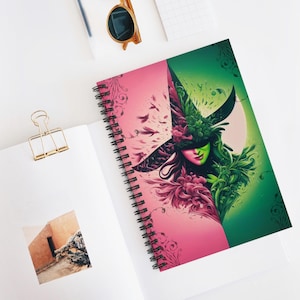 Spiral Notebook, Movie &#39;Wicked&#39; Themed Journal, Gift for Musical Fans, Broadway Lovers, Unique Stationery, Ruled Line Paper, Wizard of Oz